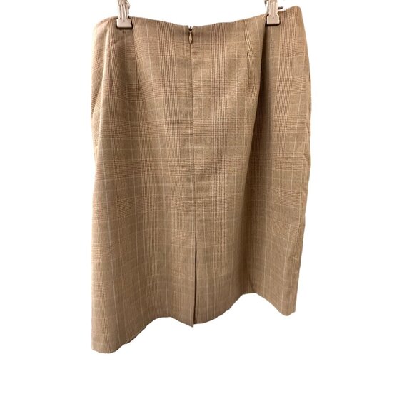 🍒 2/$20 🍒 Brown Plaid with Blue Pin Striping Business Skirt sz 12 - Picture 3 of 3